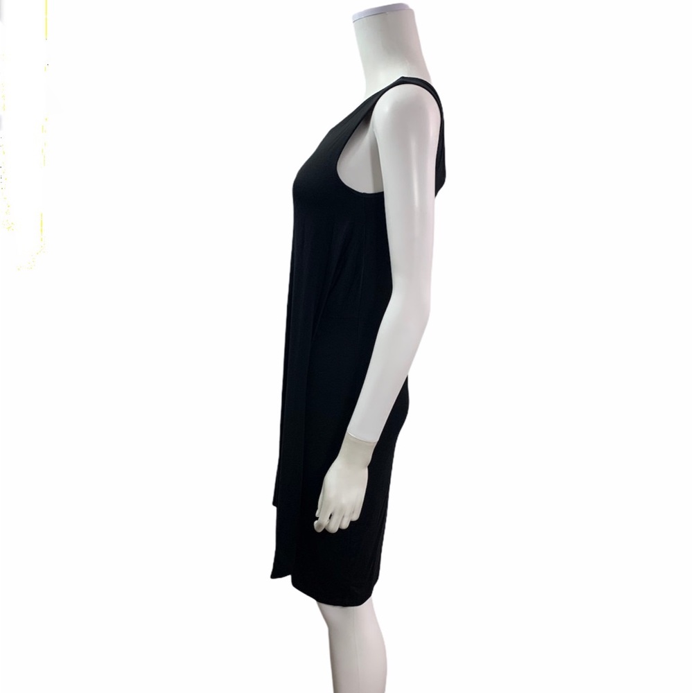 Final Touch Sleeveless V Neck Solid Black Dress - image 3